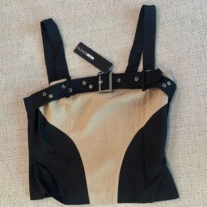 FASHION NOVA Black and Beige Bodysuit